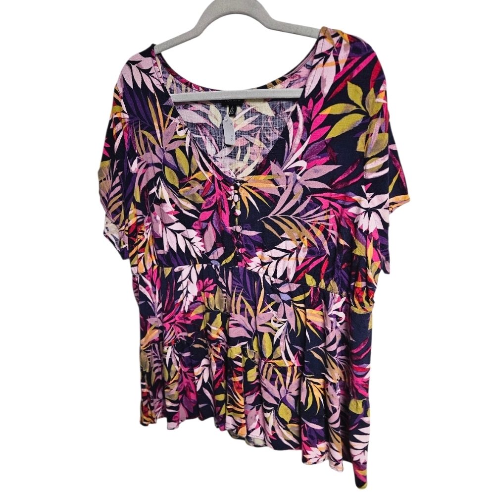 Torrid Multicolor Leaf Print Blouse - image 1